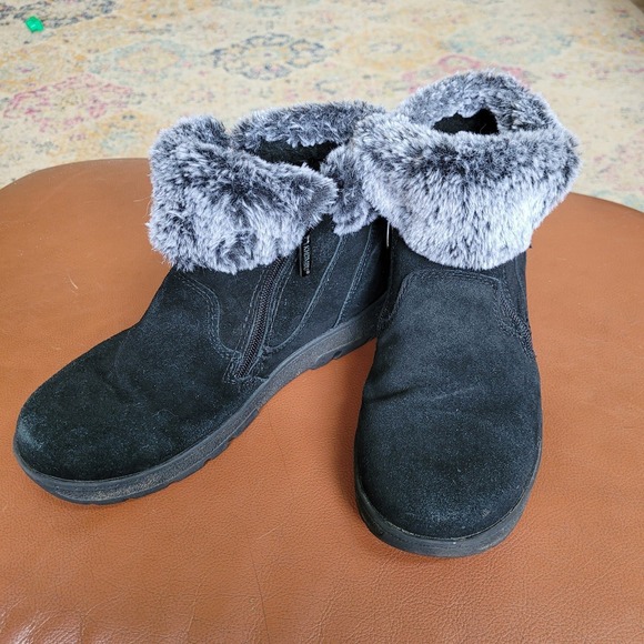 Khombu Jessica Womens Size 7 black suade and faux trim ankle boots - Picture 9 of 9